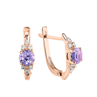 Earrings with amethyst and zirconia 