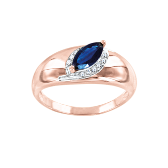 Women's ring with diamonds and sapphire 