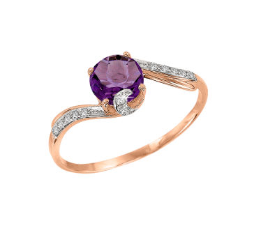 Women's ring with amethyst and zirconia 