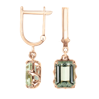 Earrings with green amethysts 