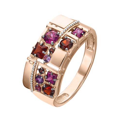 Damenring mit Amethyst und Granat 