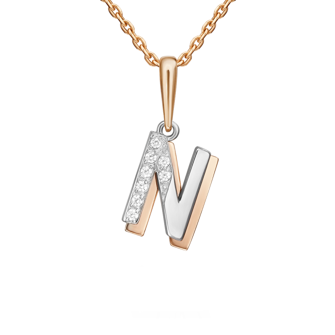 Buchstabenanhänger "N" mit Zirkonia 