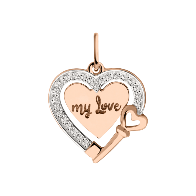 Pendant heart with zirconia with engraving 