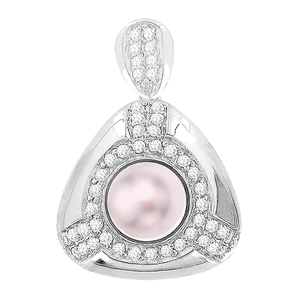 Pendant with Pink Pearl and  Zirconia 