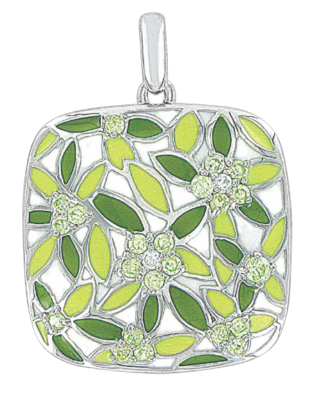 Pendant with enamel and zirconia 