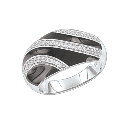 Ladies Ring with Emaille and zirconia 