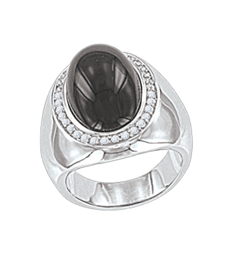 Women's ring with onyx and zirconia 