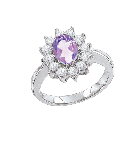Women's ring with zirconia and amethyst 
