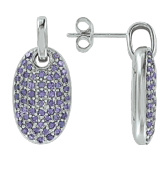 Stud earrings with purple zirconia 