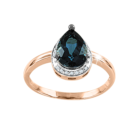 Кольцо с бриллиантами и топазом London Blue 