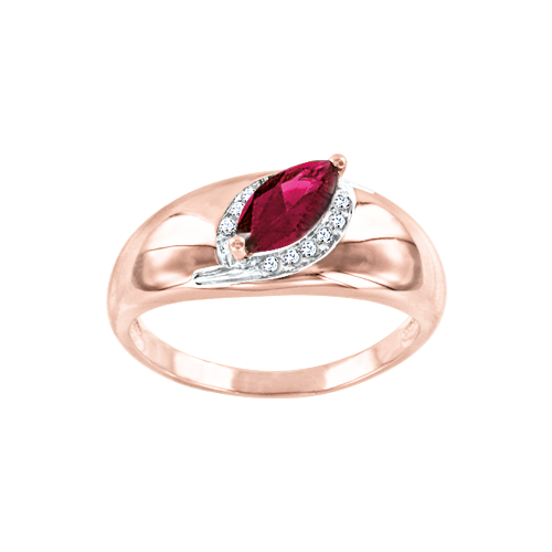 Women's ring with diamonds and ruby 