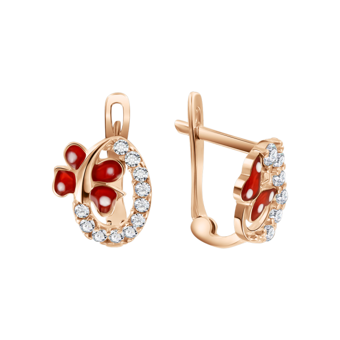 Earrings with zirconia and enamel 