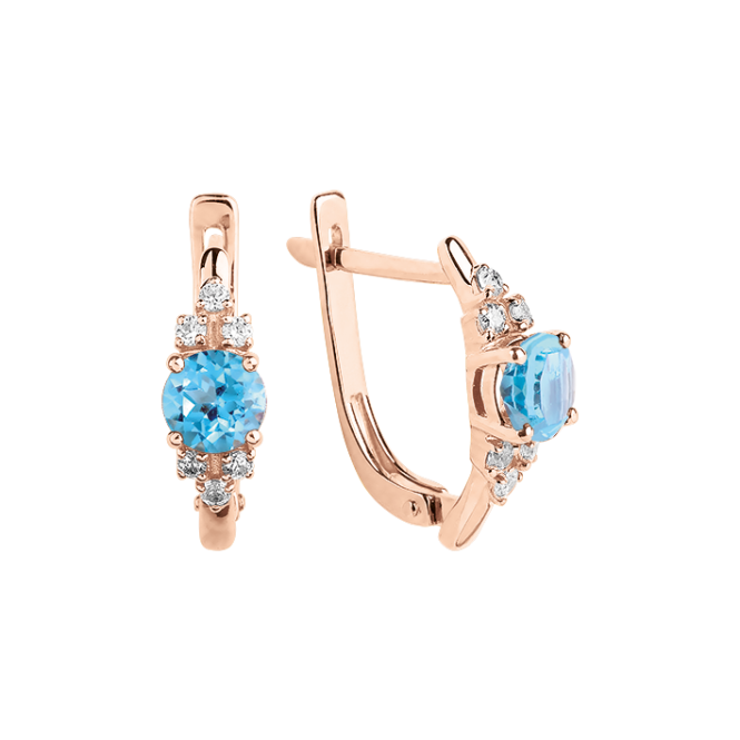 Earrings with topaz and zirconia 