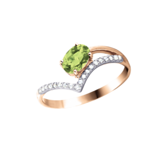 Women's ring with chrysolith and zirconia 
