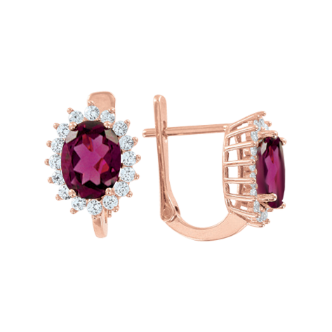 Earrings with rodolite and zirconia 