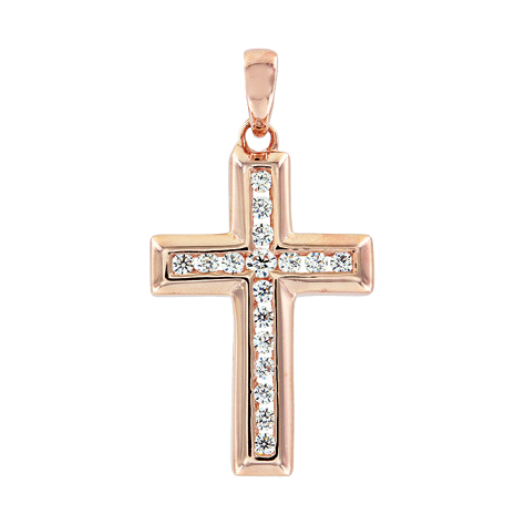 Vergoldeter Anhänger Kreuz mit Zirkonia 