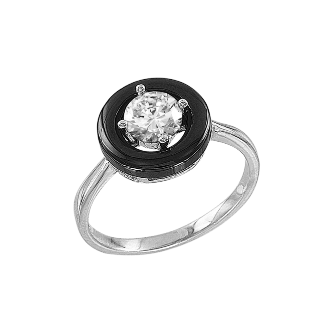 Women's ring with zirconia and ceramic 