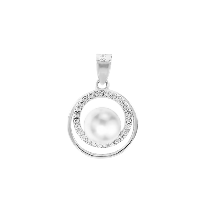 Pendant with pearl and zirconia 