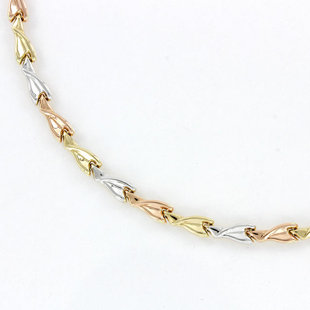 Necklace in yellow/red/white gold 