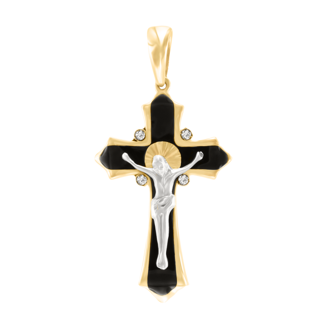 Pendant cross with enamel and zirconia 
