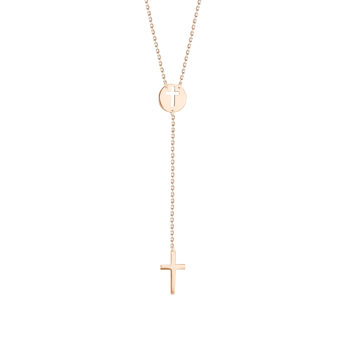 Gold chain with pendant and cross 