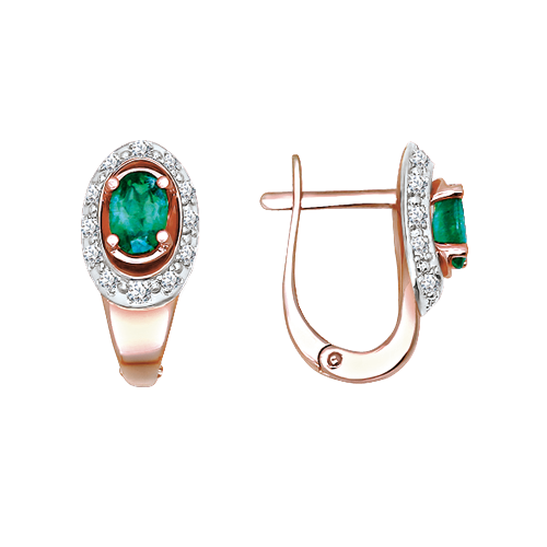 Earrings with diamonds and emerald 