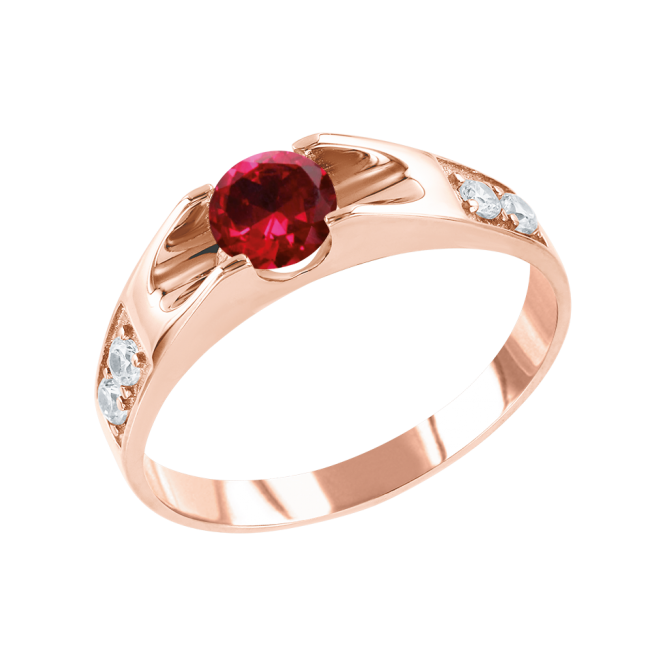 Women's ring with zirconia and ruby 