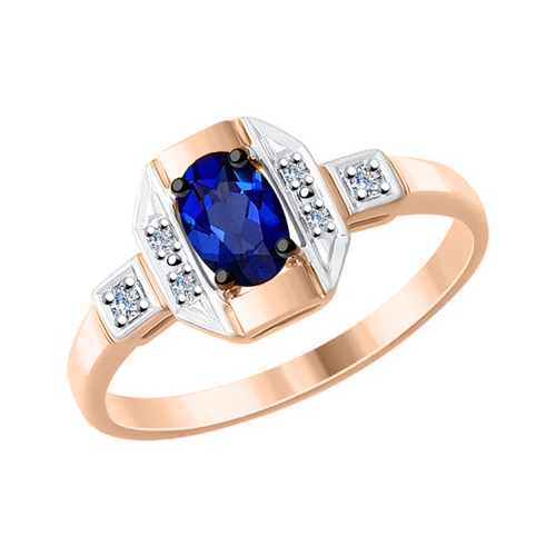Women's ring with diamonds and sapphire 