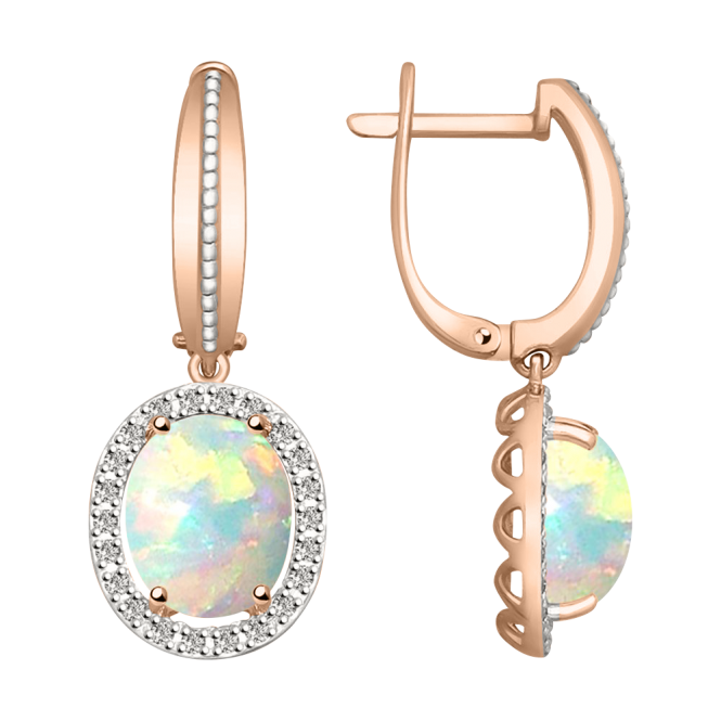 Earrings with opal and diamonds 
