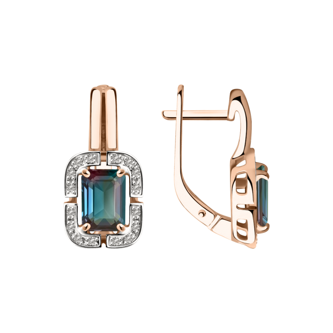 Earrings with alexandrite and diamonds 