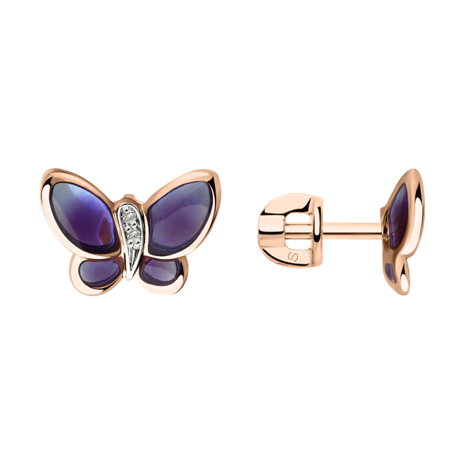 Stud earrings butterflies with diamonds 