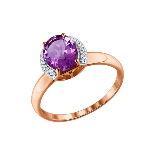 Women's ring with amethyst and zirconia 