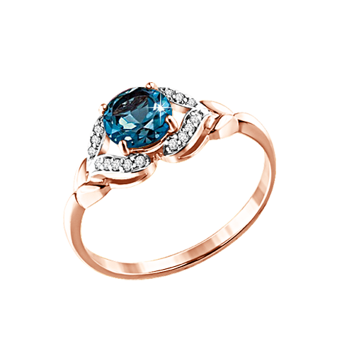 Women's ring with London Blue topaz and zirconia 