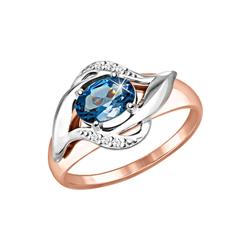 Ladies ring with London Blue topaz and Zirconia 