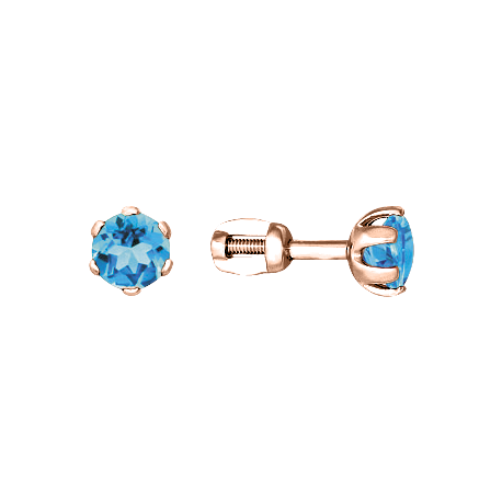 Stud earrings with blue topaz 