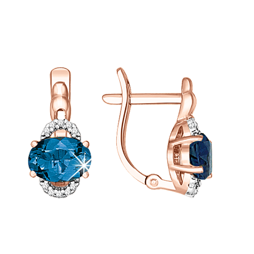 Earrings with London Blue Topaz and Zirconia 