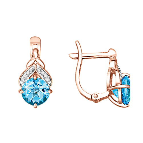 Earrings with blue topaz and zirconia 