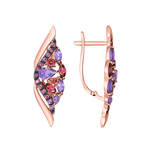 Earrings with amethysts and rodolites 
