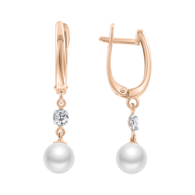 Earrings with zirconia and pearls 