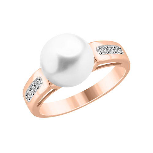 Women's ring with pearl and diamonds 
