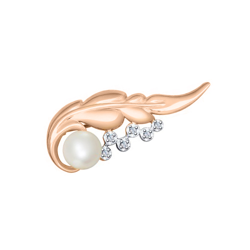 Brooch with diamonds and pearl 