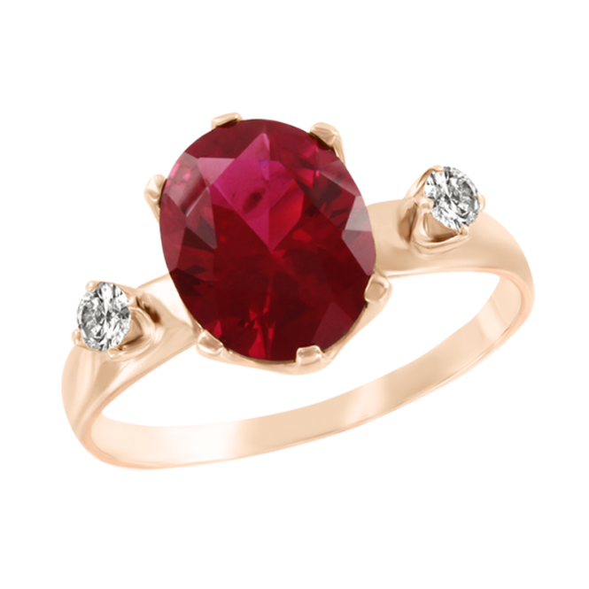 Women's ring with ruby and zirconia 