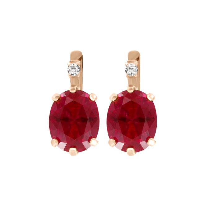 Earrings with ruby and zirconia 
