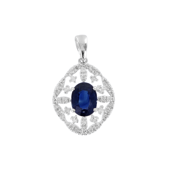 Pendant with diamonds and sapphire 