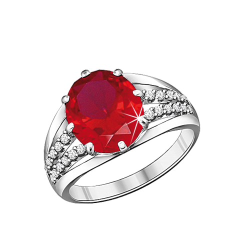 Женское кольцо с рубином и фианитами 