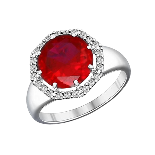 Women's ring ruby HTS and zirconia 