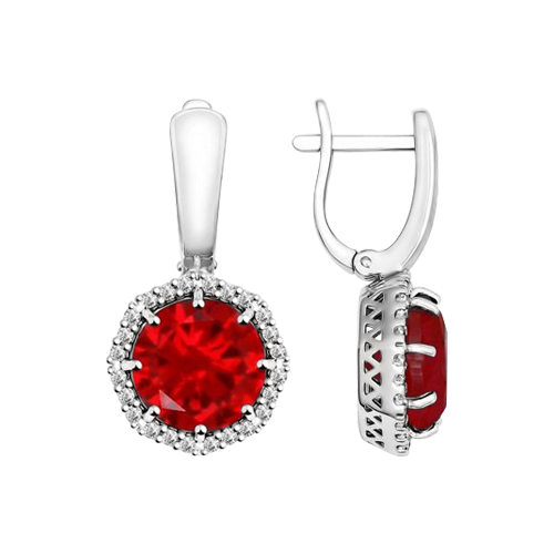 Earrings with ruby HTS and zirconia 