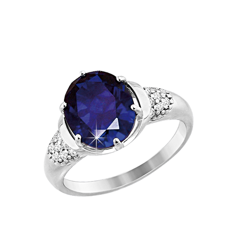 Women's ring with sapphire and zirconia 