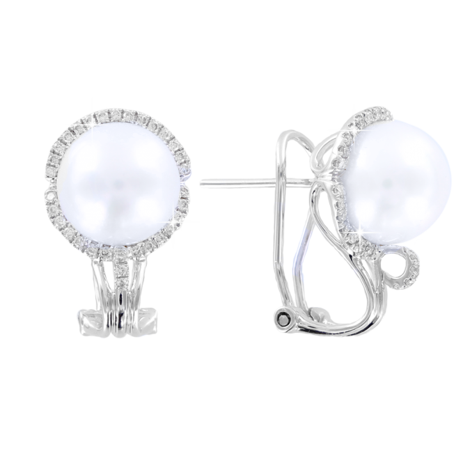 Earrings with pearl and diamonds 