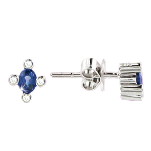 Stud earrings with sapphire and diamonds 
